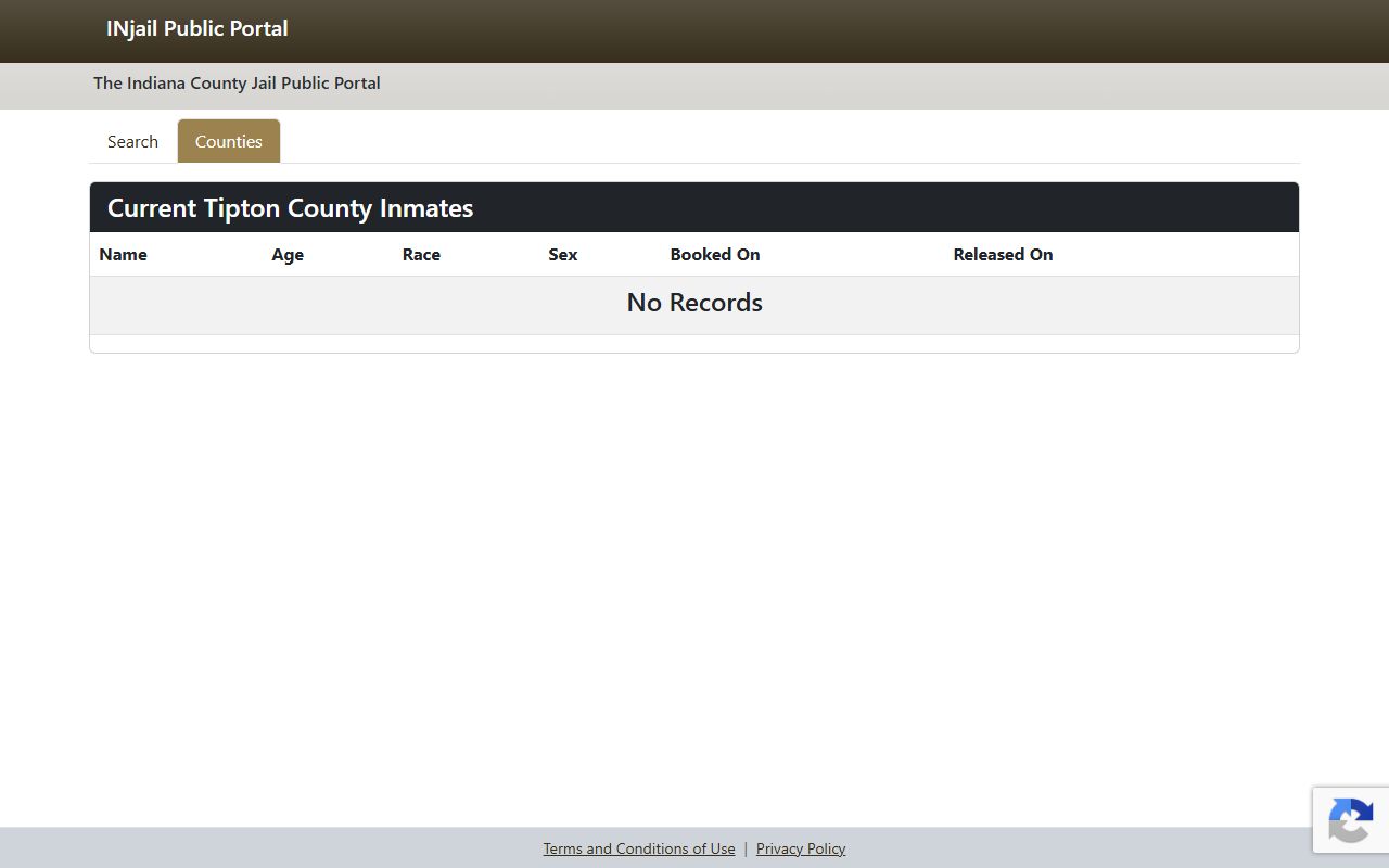 Tipton County jail mugshots route on INjail Public Access